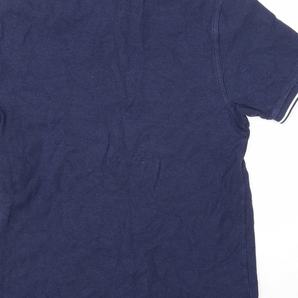 Fred Perry Mens Blue Colourblock Cotton Polo Size M Collared Button