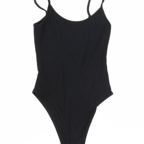 SheIn Womens Black Viscose Bodysuit One-Piece Size XS Snap