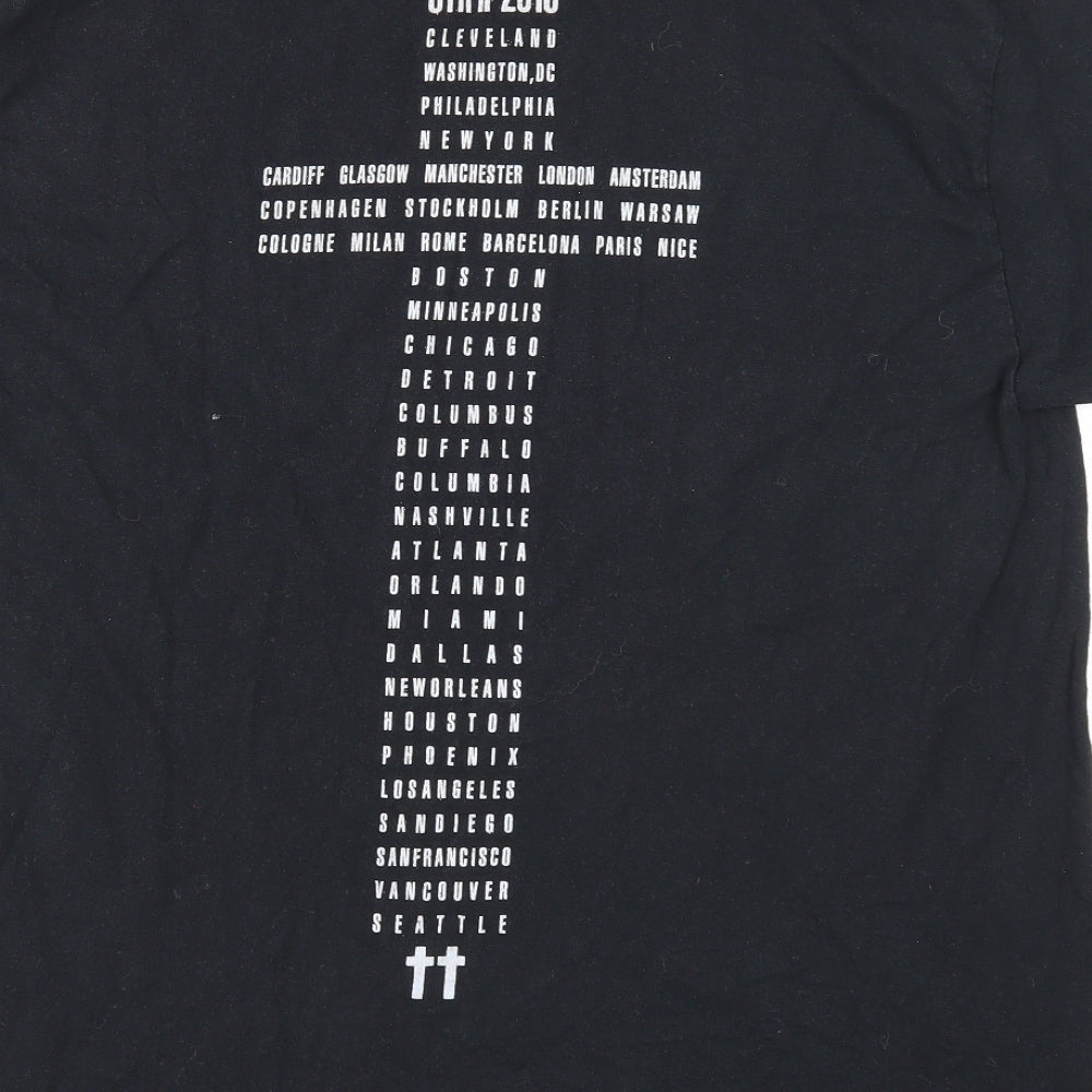 Preworn Mens Black Cotton T-Shirt Size L Round Neck - On the Run 11 Tour