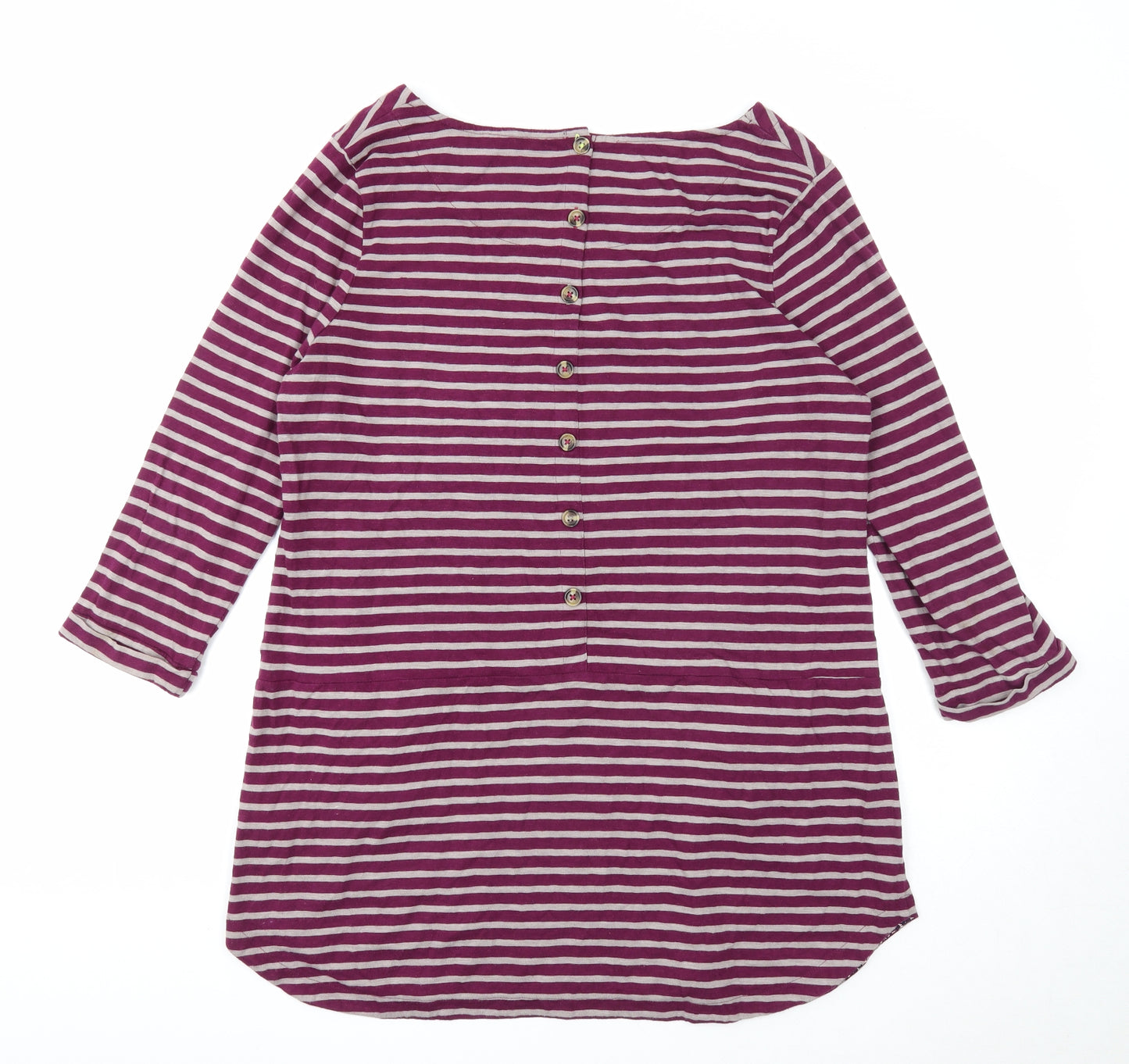 White Stuff Womens Purple Striped Cotton A-Line Size 18 Round Neck Pullover