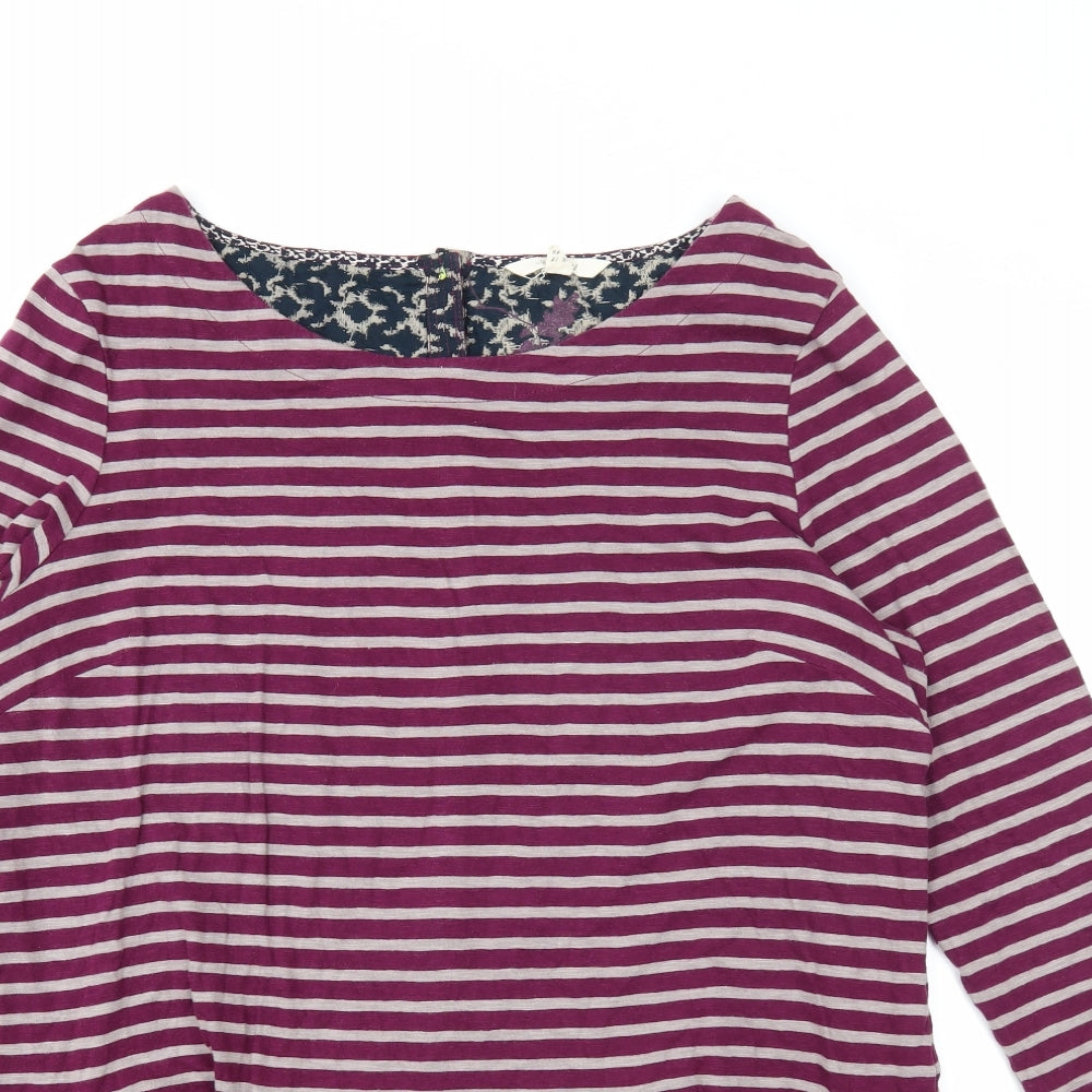 White Stuff Womens Purple Striped Cotton A-Line Size 18 Round Neck Pullover