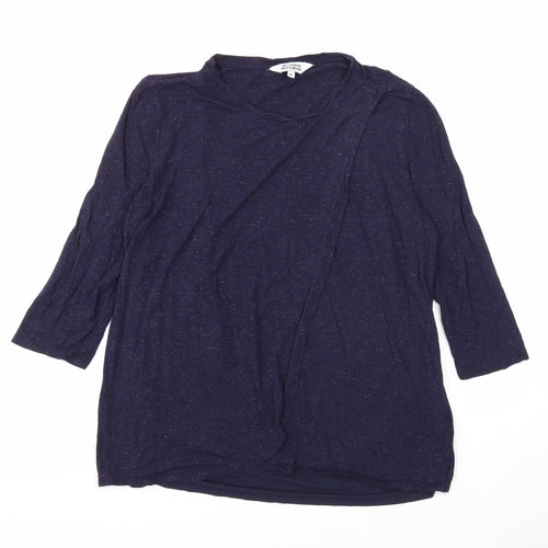 Blooming Marvellous Womens Blue Geometric Viscose Basic Blouse Size M Round Neck