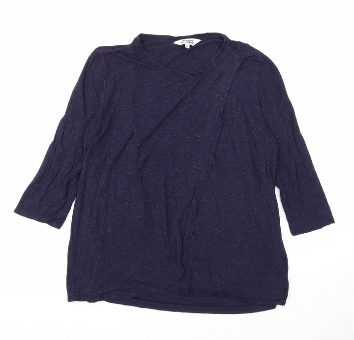 Blooming Marvellous Womens Blue Geometric Viscose Basic Blouse Size M Round Neck