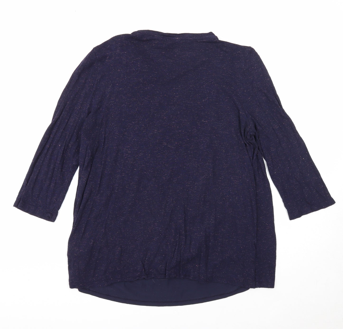 Blooming Marvellous Womens Blue Geometric Viscose Basic Blouse Size M Round Neck