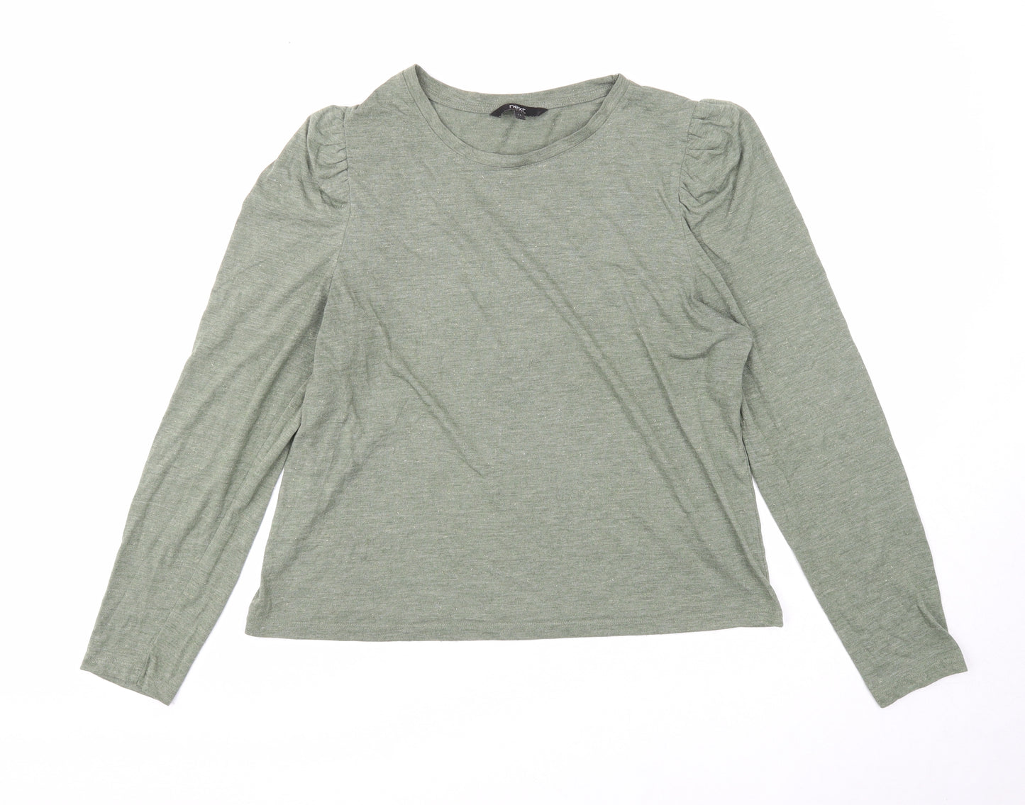 NEXT Womens Green Polyester Basic T-Shirt Size 14 Round Neck