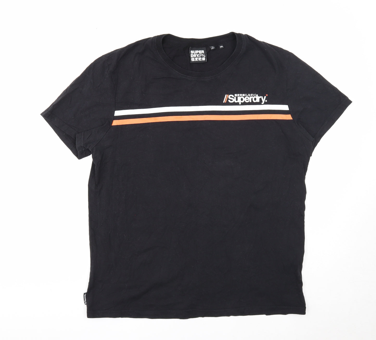 Superdry Mens Black Cotton T-Shirt Size 2XL Round Neck