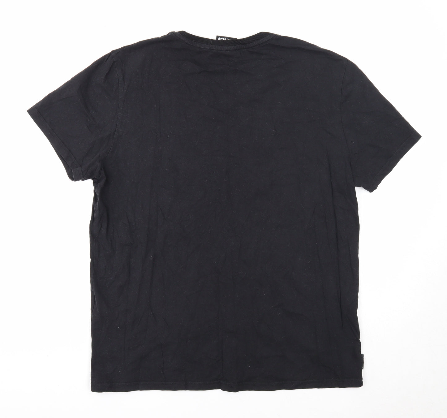 Superdry Mens Black Cotton T-Shirt Size 2XL Round Neck