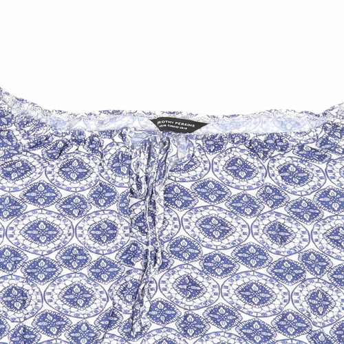 Dorothy Perkins Womens Blue Geometric Viscose Basic Blouse Size 14 Off the Shoulder