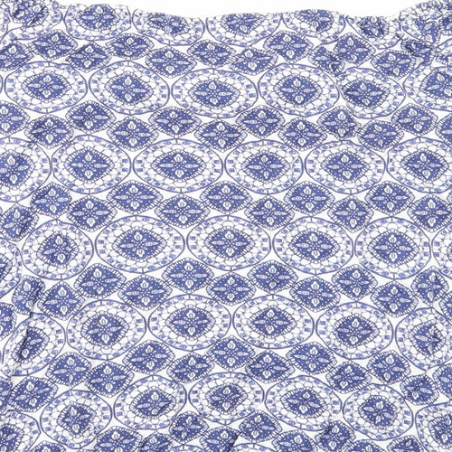Dorothy Perkins Womens Blue Geometric Viscose Basic Blouse Size 14 Off the Shoulder