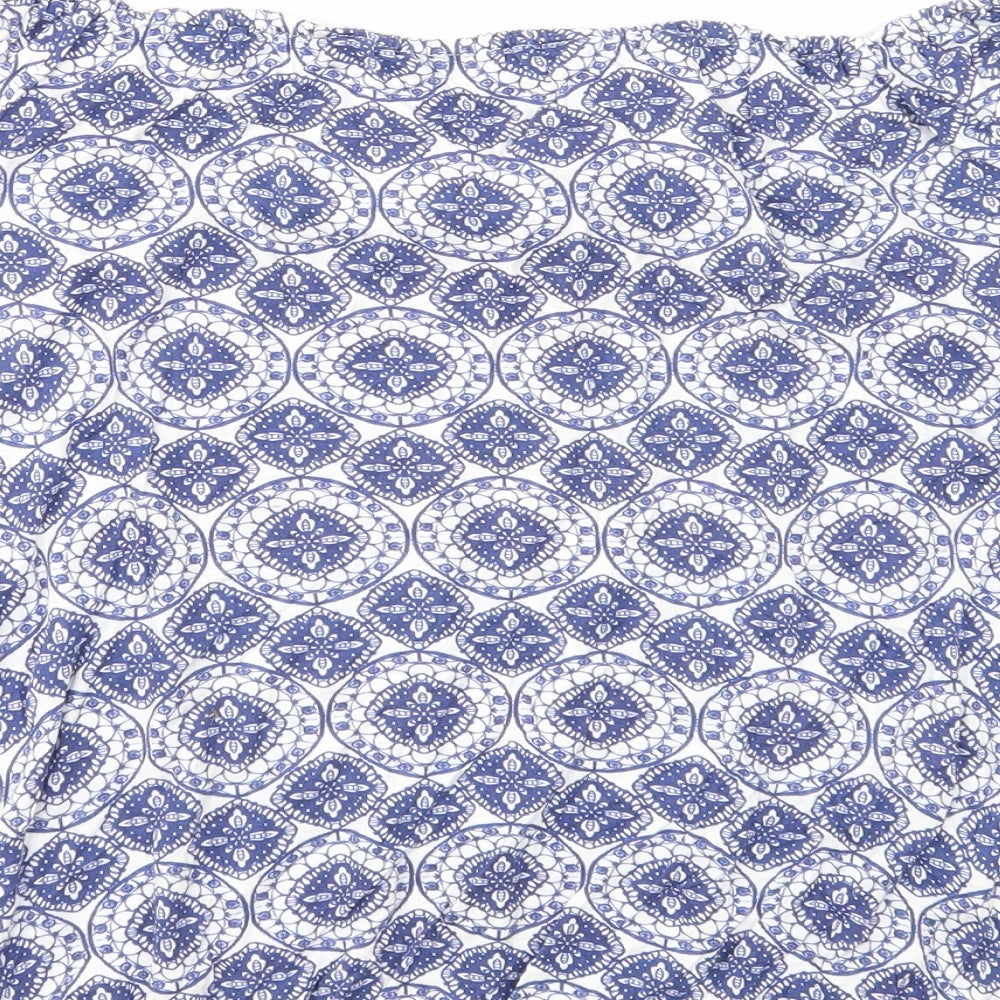 Dorothy Perkins Womens Blue Geometric Viscose Basic Blouse Size 14 Off the Shoulder