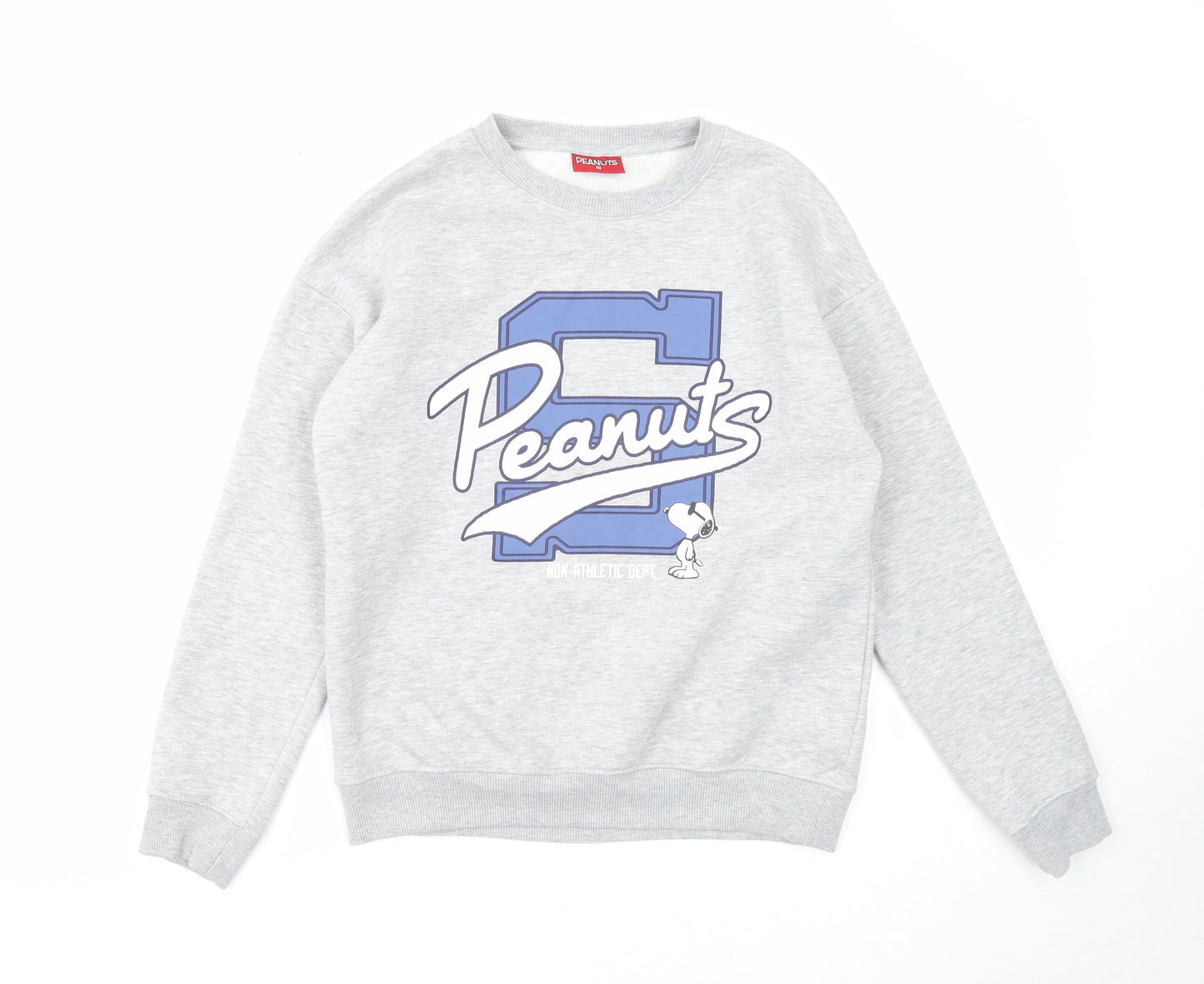 Peanuts Mens Grey Polyester Pullover Sweatshirt Size S - Peanuts