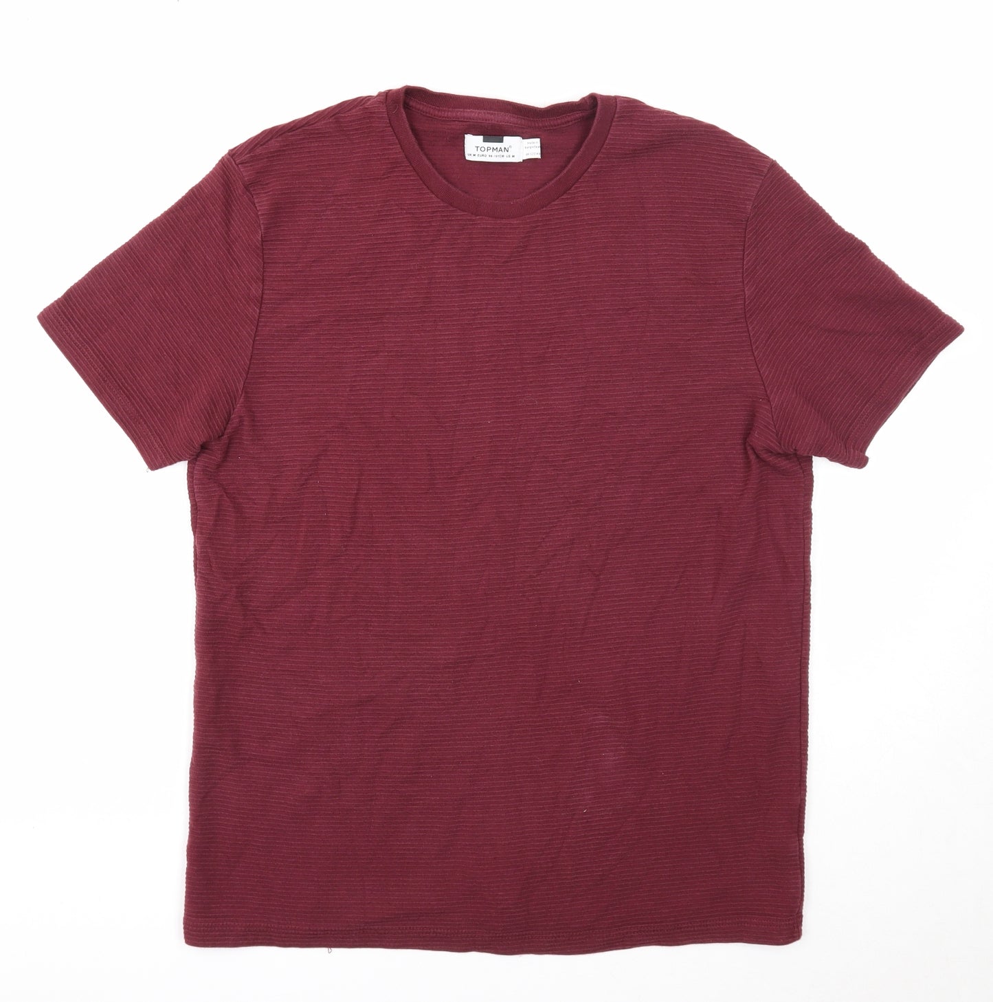 Topman Womens Purple Striped Cotton Basic T-Shirt Size M Round Neck