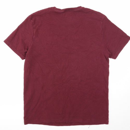 Topman Womens Purple Striped Cotton Basic T-Shirt Size M Round Neck