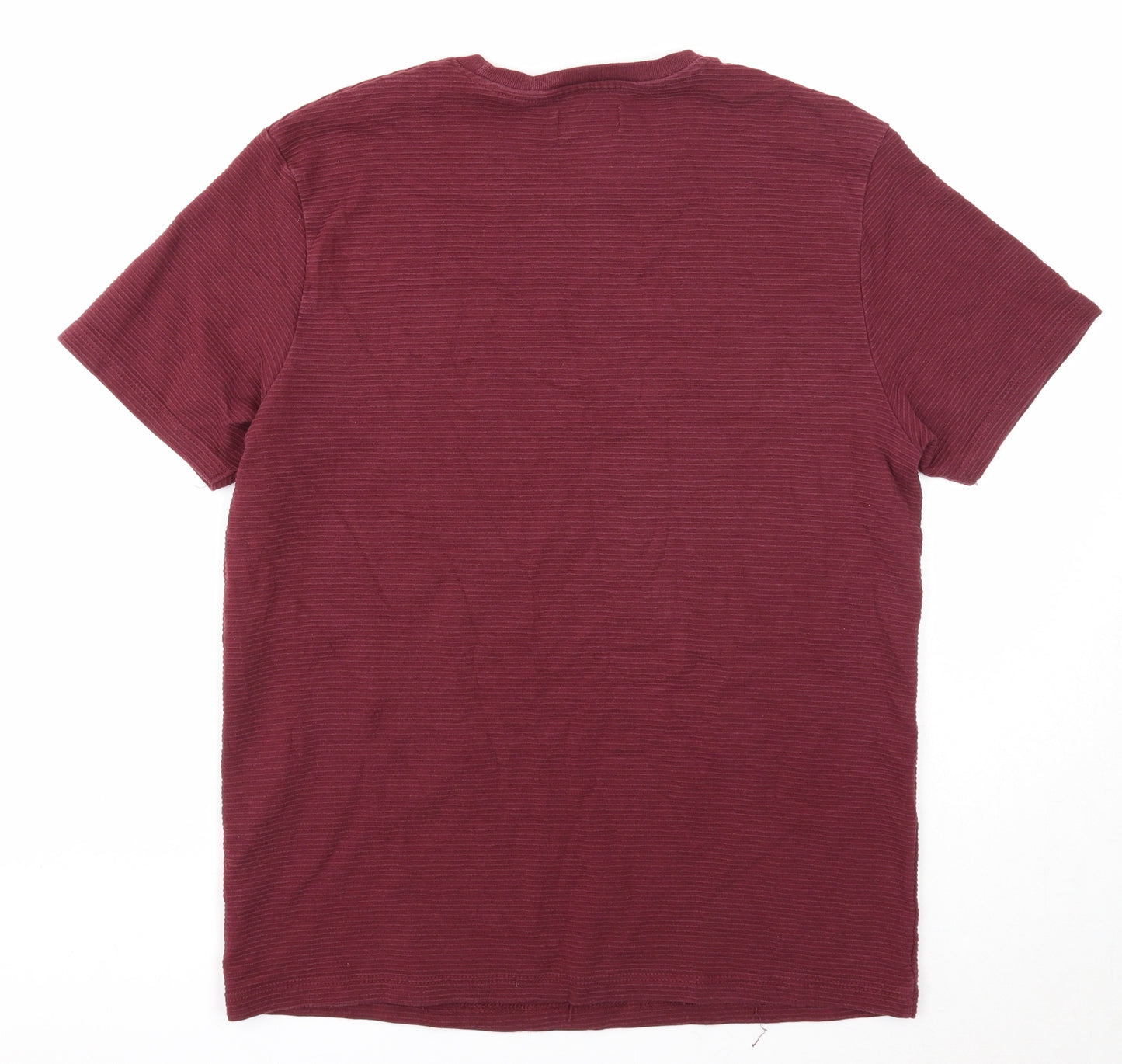 Topman Womens Purple Striped Cotton Basic T-Shirt Size M Round Neck