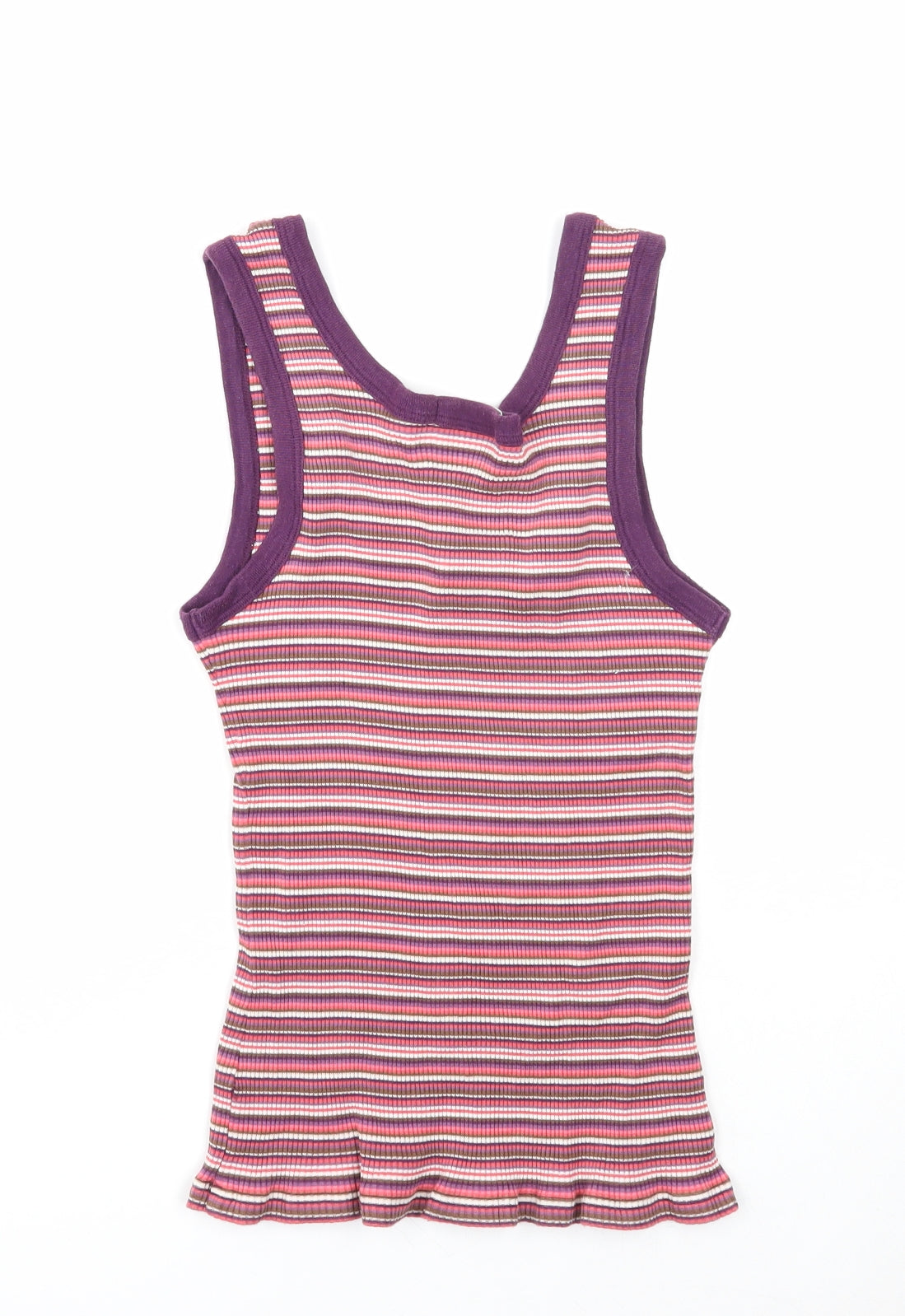 Marks and Spencer Womens Multicoloured Striped Cotton Basic Tank Size 12 Scoop Neck