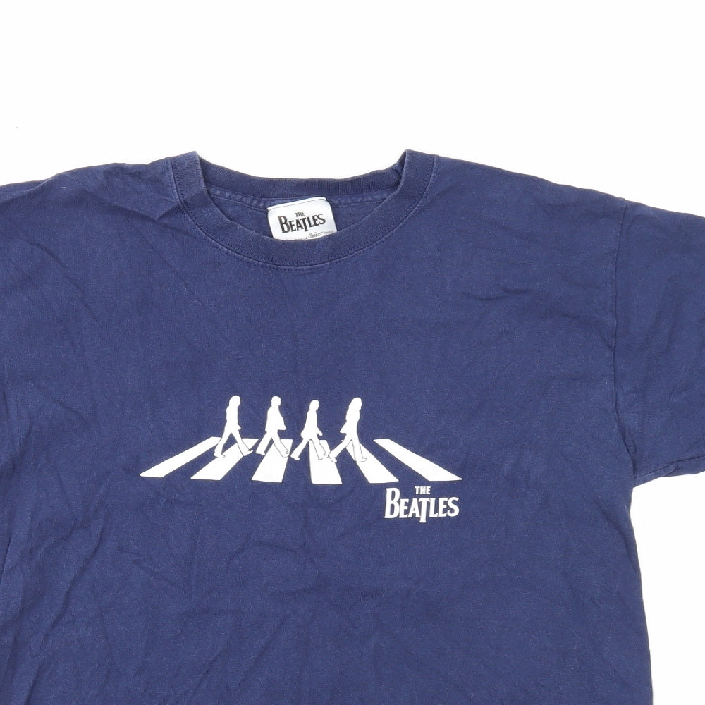The Beatles Mens Blue Cotton T-Shirt Size L Round Neck - The Beatles