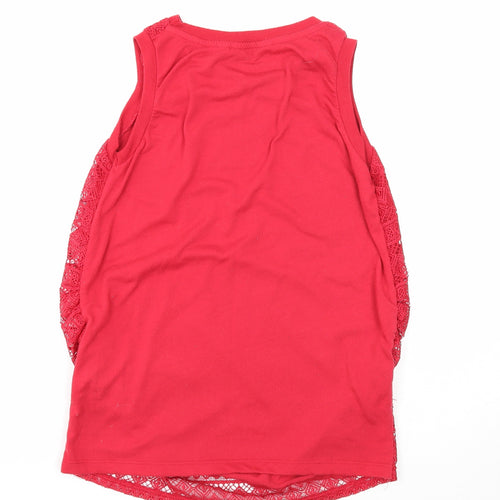Dorothy Perkins Womens Red Geometric Polyester Basic Blouse Size 6 Round Neck
