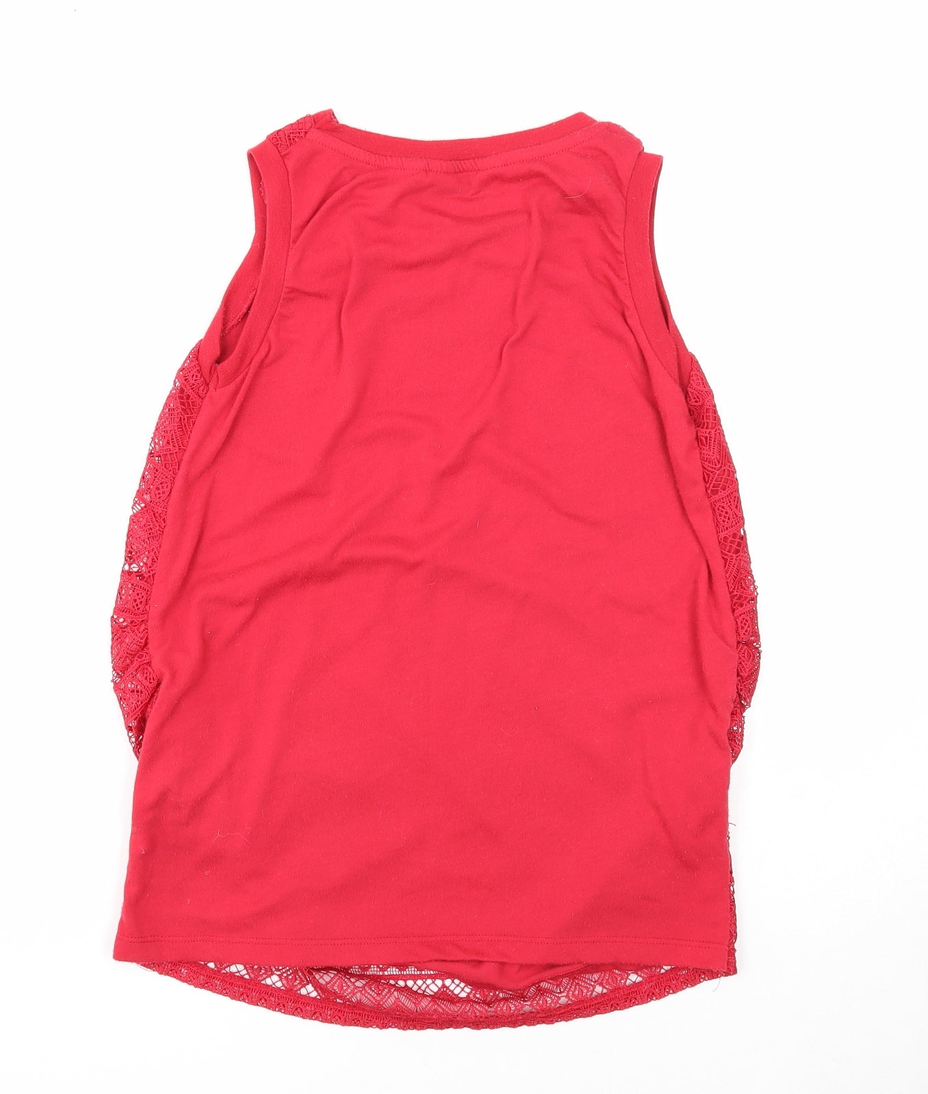 Dorothy Perkins Womens Red Geometric Polyester Basic Blouse Size 6 Round Neck