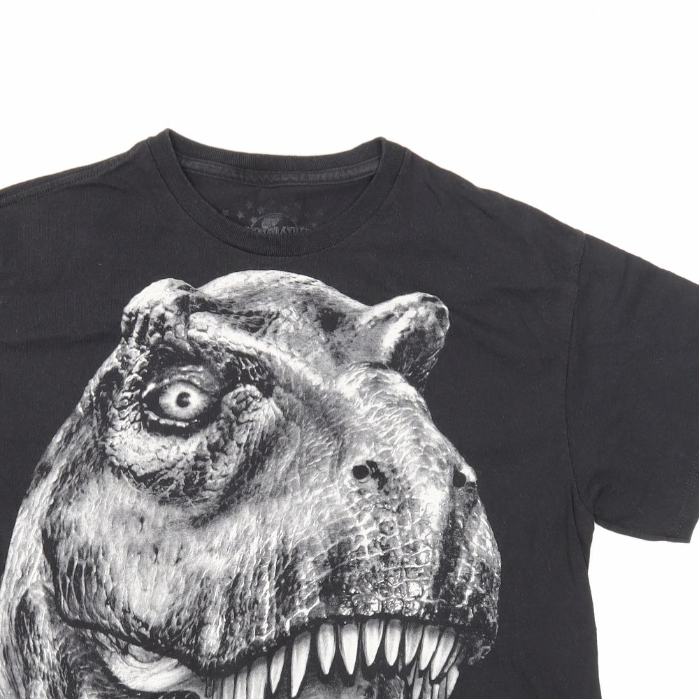 Universal Studios Mens Black Cotton T-Shirt Size M Round Neck - Dinosaur