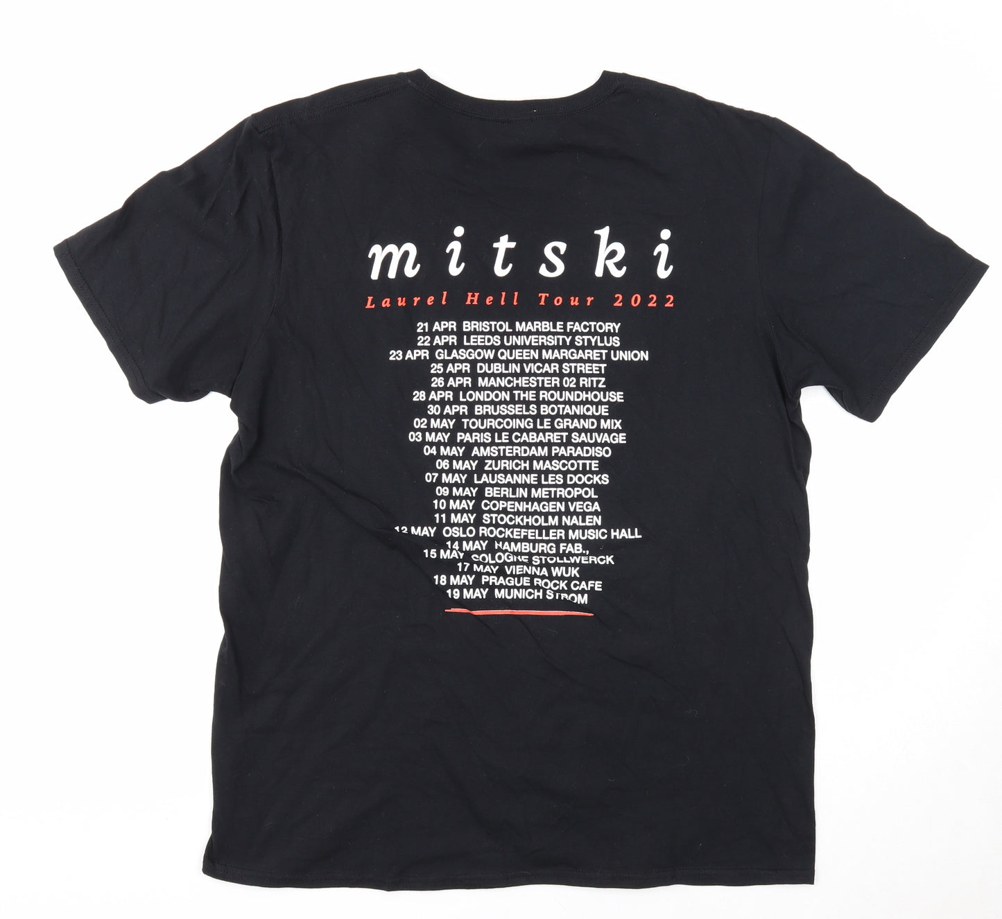 Gildan Mens Black Cotton T-Shirt Size L Round Neck - Mitski