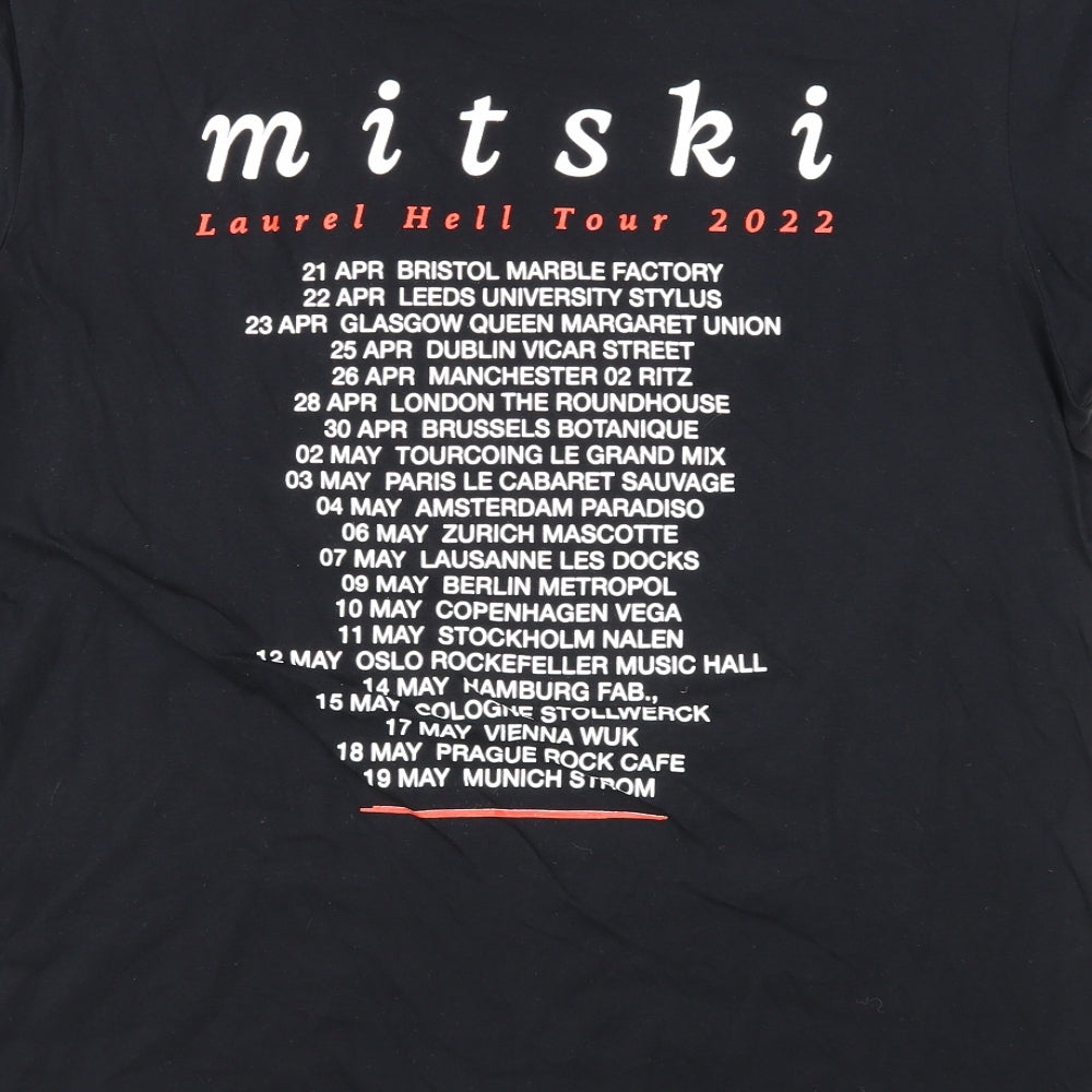 Gildan Mens Black Cotton T-Shirt Size L Round Neck - Mitski