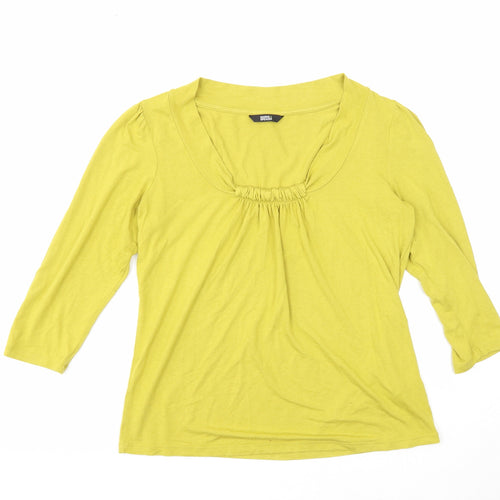 Marks and Spencer Womens Yellow Viscose Basic Blouse Size 10 Scoop Neck