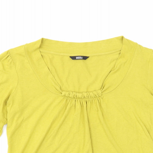 Marks and Spencer Womens Yellow Viscose Basic Blouse Size 10 Scoop Neck
