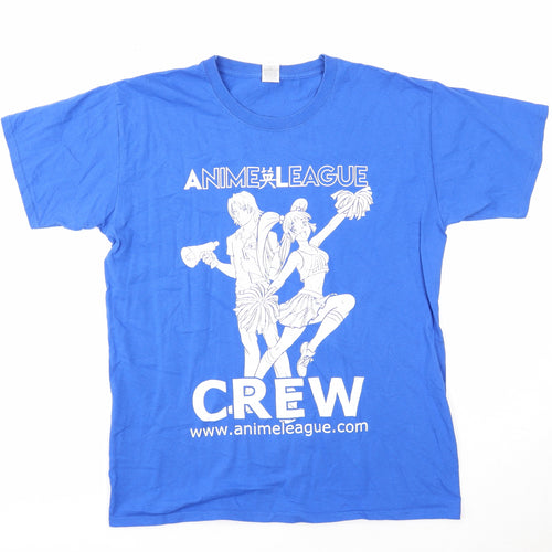 Fruit of the Loom Mens Blue Cotton T-Shirt Size M Round Neck - Anime League