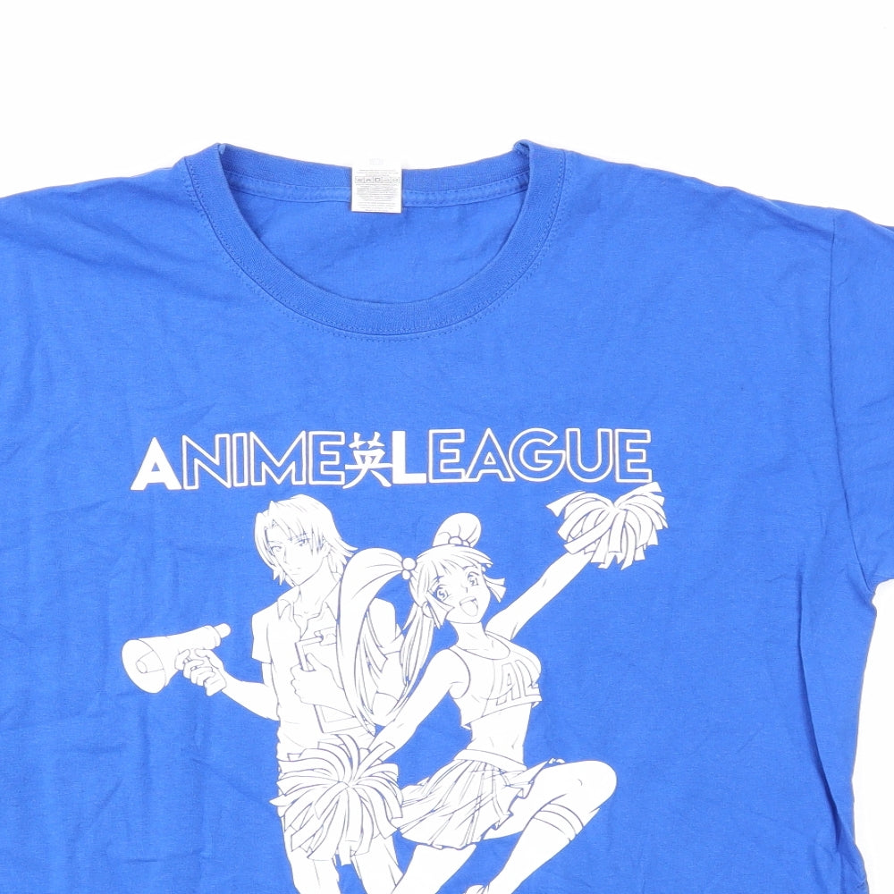 Fruit of the Loom Mens Blue Cotton T-Shirt Size M Round Neck - Anime League