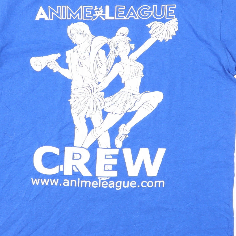 Fruit of the Loom Mens Blue Cotton T-Shirt Size M Round Neck - Anime League