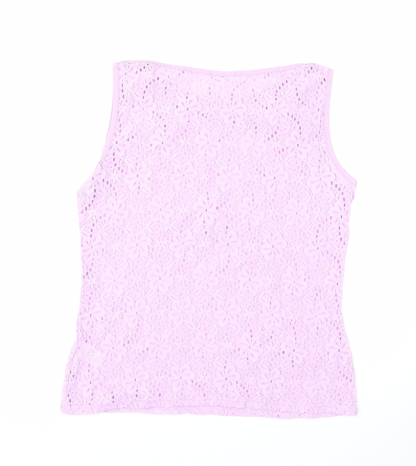 Planet Womens Purple Geometric Polyamide Basic Tank Size M Round Neck