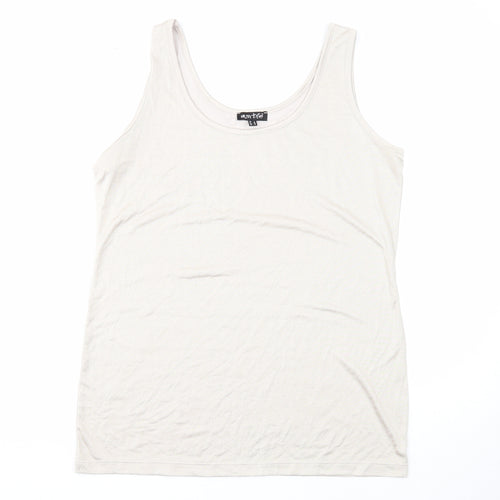 Marble Womens Beige Polyester Basic Tank Size 14 Round Neck