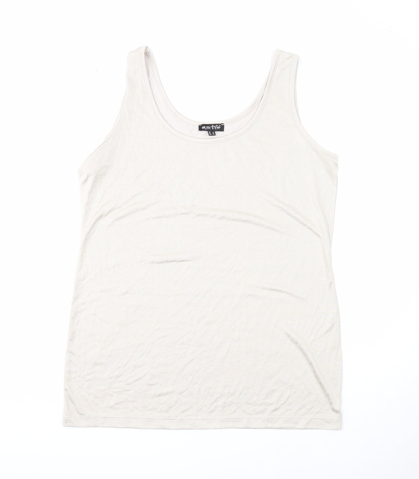 Marble Womens Beige Polyester Basic Tank Size 14 Round Neck