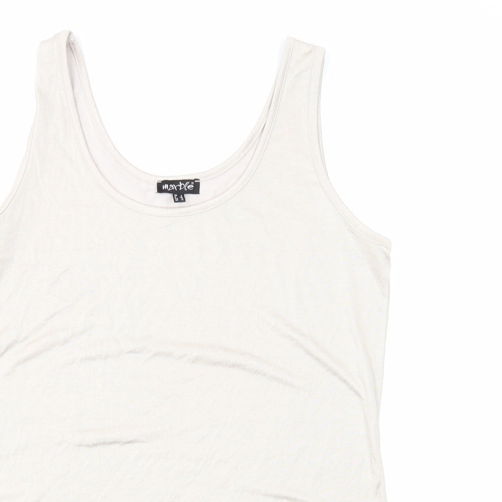 Marble Womens Beige Polyester Basic Tank Size 14 Round Neck
