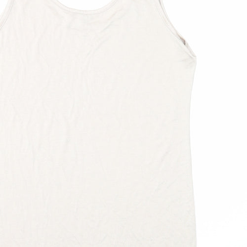 Marble Womens Beige Polyester Basic Tank Size 14 Round Neck