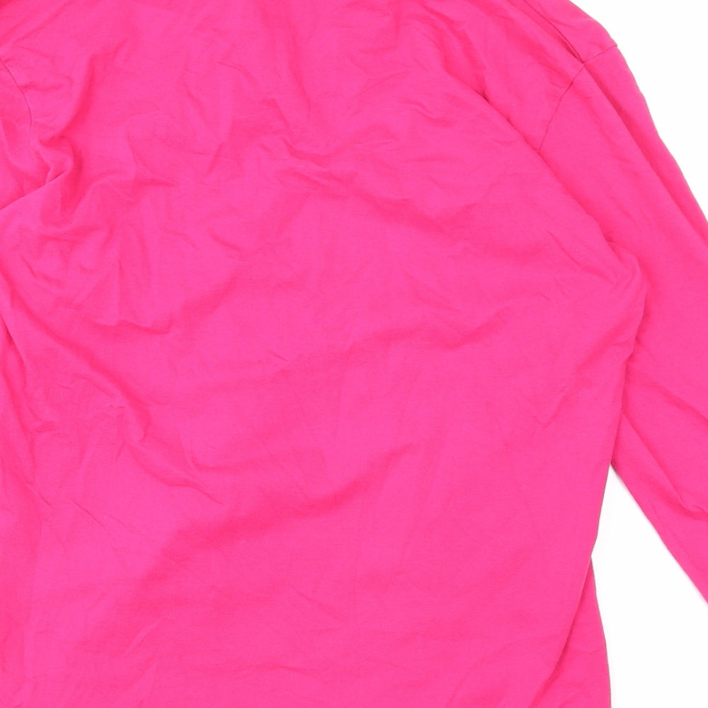 Tommy Hilfiger Womens Pink Cotton Basic T-Shirt Size 3XL Collared
