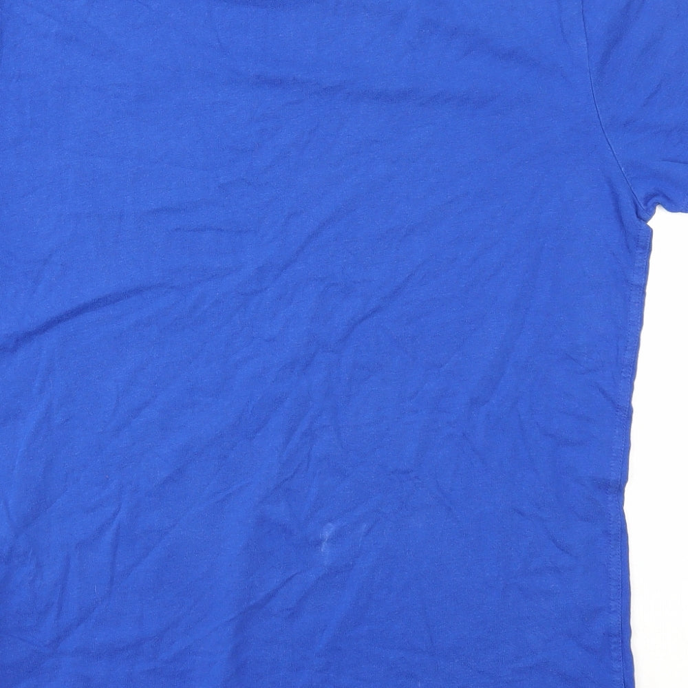 Superdry Mens Blue Cotton T-Shirt Size L Round Neck
