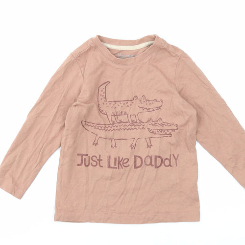 Nutmeg Girls Beige Cotton Pullover T-Shirt Size 3-4 Years Round Neck Pullover - Just Like Daddy