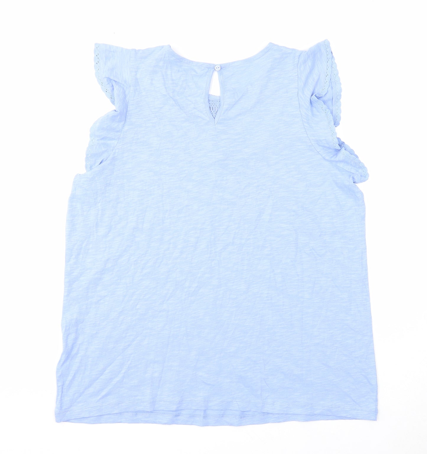 Marks and Spencer Womens Blue Cotton Basic Tank Size 16 Scoop Neck