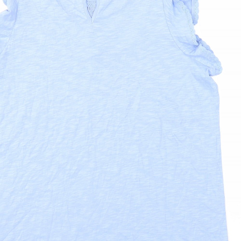Marks and Spencer Womens Blue Cotton Basic Tank Size 16 Scoop Neck