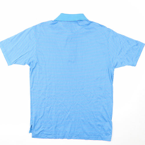 Bobby Jones Mens Blue Striped Cotton Polo Size S Collared Button