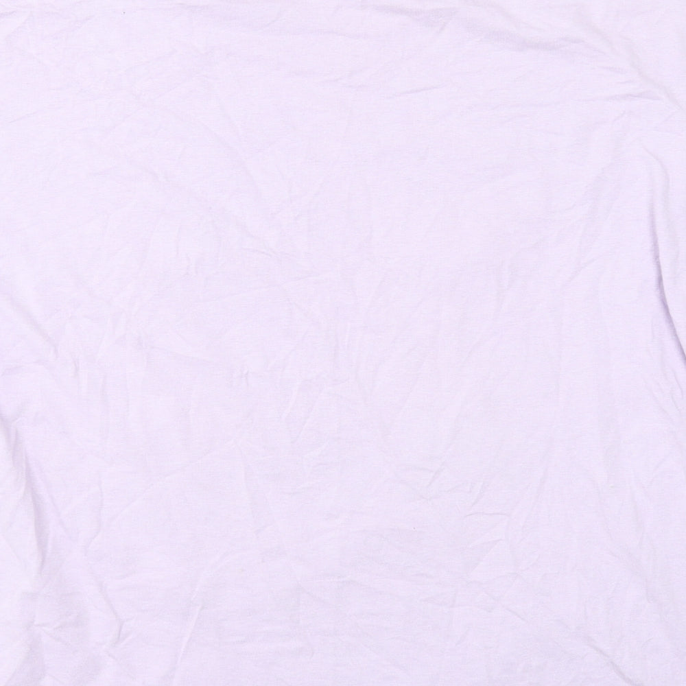Pull&Bear Mens Purple Cotton T-Shirt Size M Round Neck