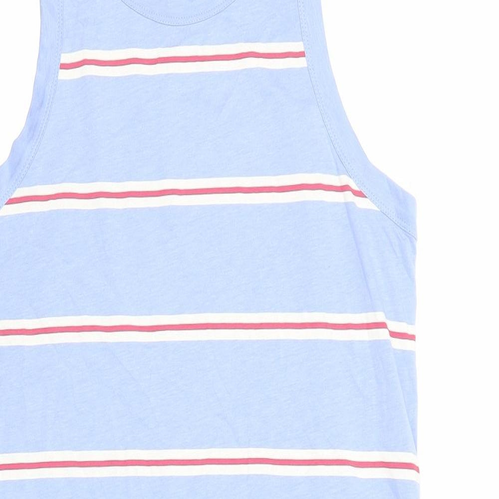 Marks and Spencer Womens Blue Striped Cotton Bodycon Size M Scoop Neck Pullover