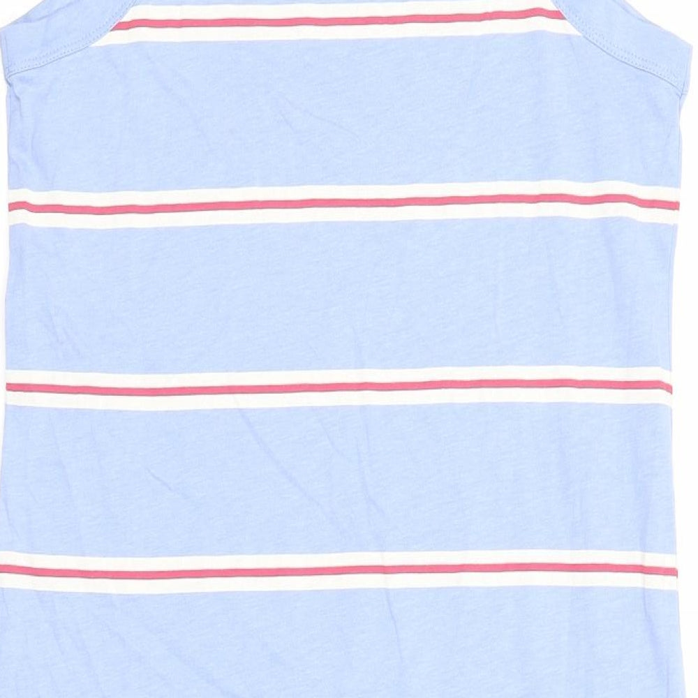Marks and Spencer Womens Blue Striped Cotton Bodycon Size M Scoop Neck Pullover