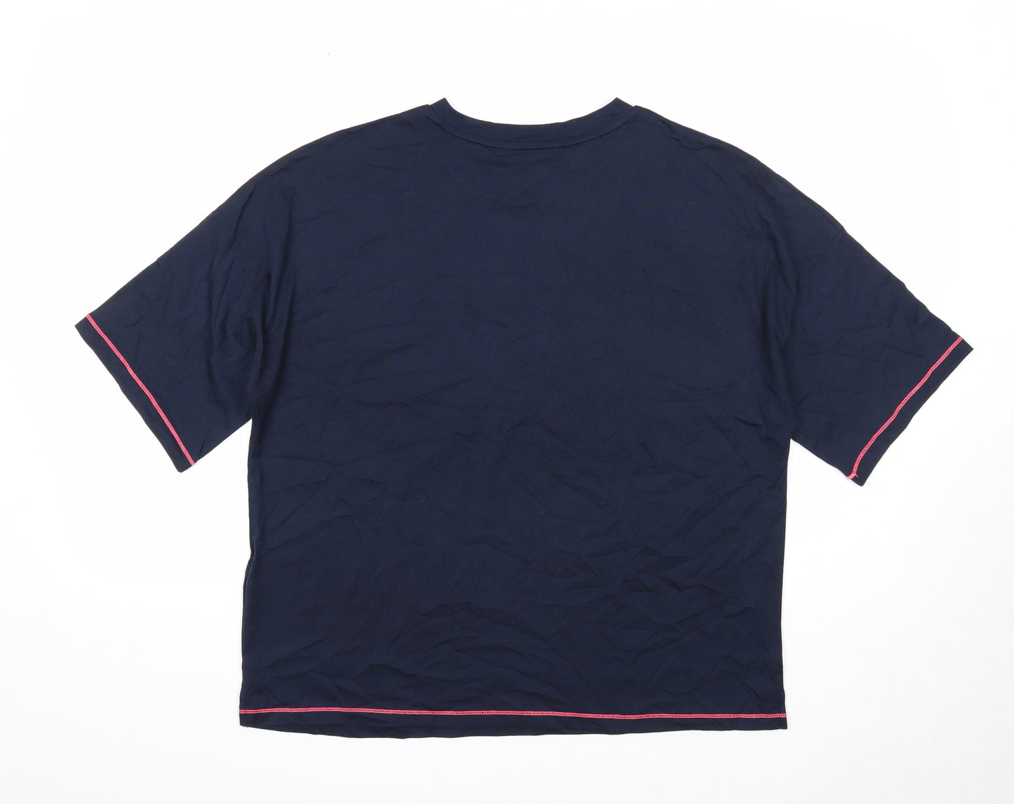 Marks and Spencer Womens Blue Cotton Basic T-Shirt Size L Round Neck - C'est La Vie