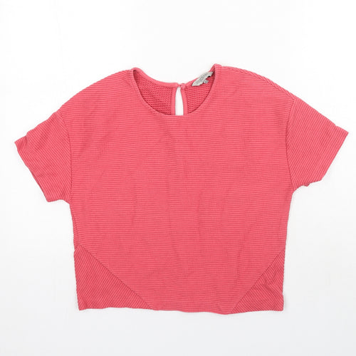 Great Plains Womens Pink Polyester Basic T-Shirt Size XS Round Neck