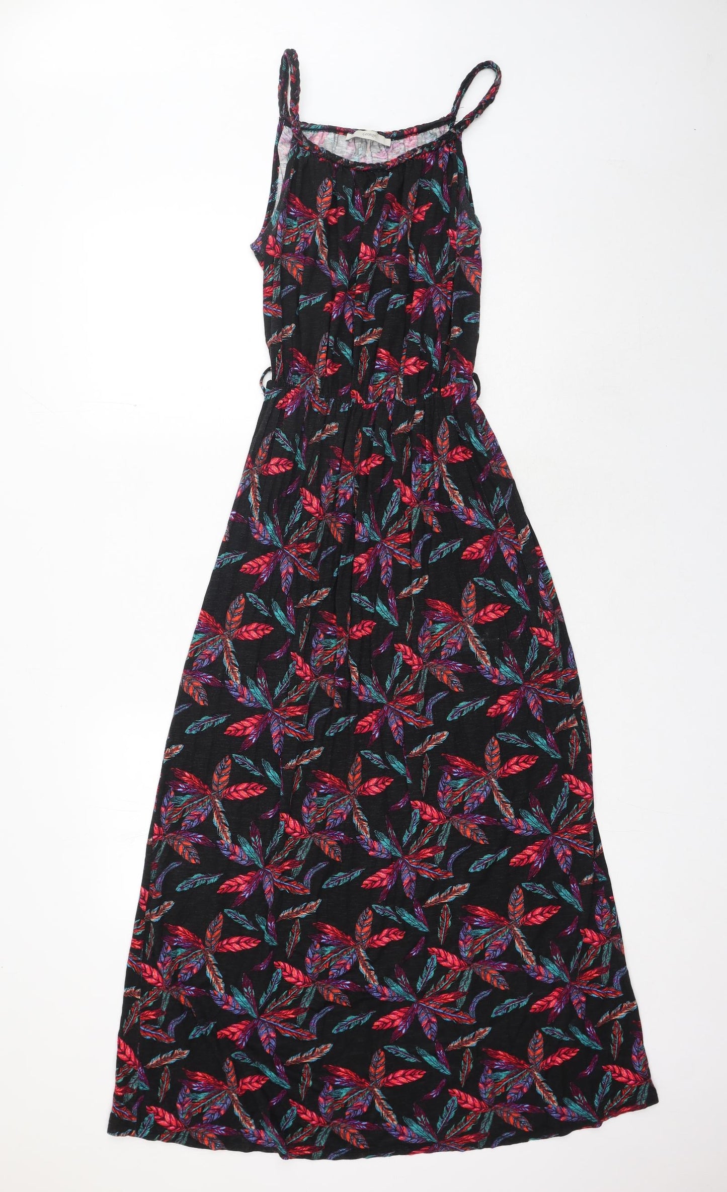 George Womens Black Floral Viscose Maxi Size 12 Round Neck Pullover
