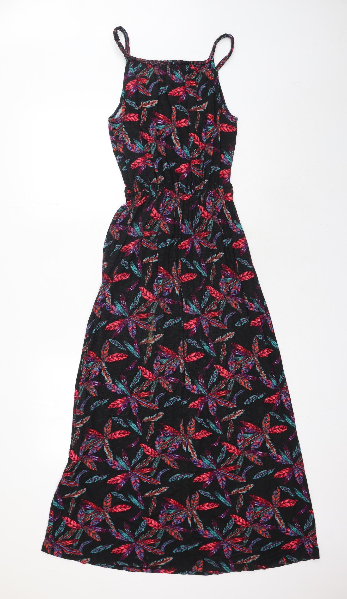George Womens Black Floral Viscose Maxi Size 12 Round Neck Pullover