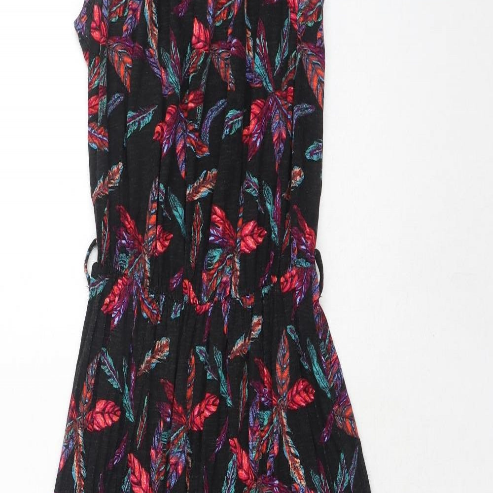 George Womens Black Floral Viscose Maxi Size 12 Round Neck Pullover