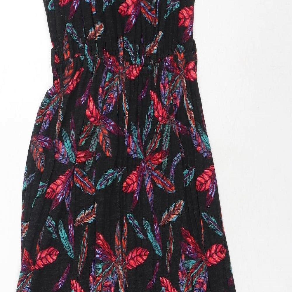 George Womens Black Floral Viscose Maxi Size 12 Round Neck Pullover